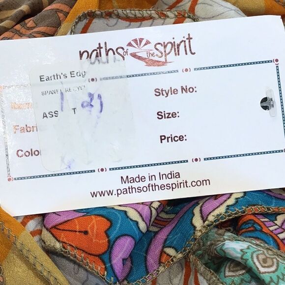Paths of the Spirit Multicolored Multi Print Ribboned Sari Strip Headband NEW - Picture 7 of 7